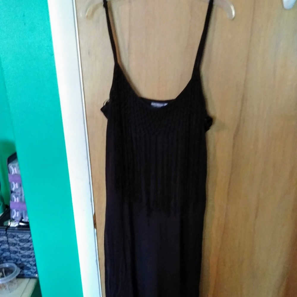 Floor-Length, Black, Fringe Dress- Good for Summer
